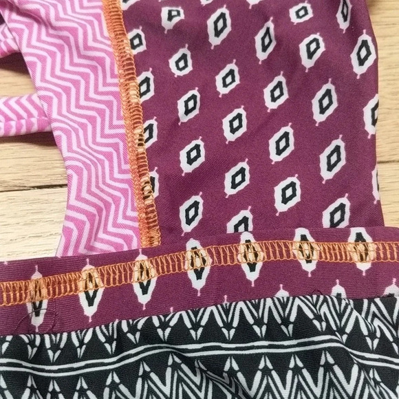 BCA by Rebecca Virtue Cut Out One Piece Swimsuit Mixed Boho Print, size Small S - Picture 4 of 5